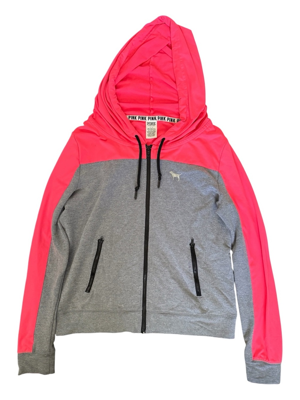 Victoria's Secret PINK Hot Pink Hoodie with Black Trim